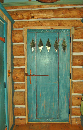 photo of restored naskeag cabin door from inside