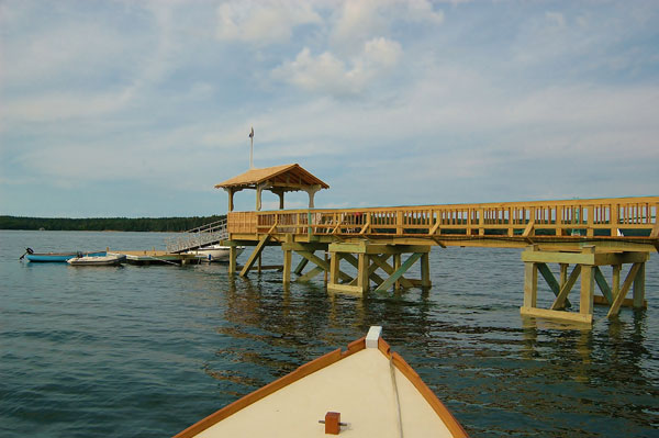 photo of the dock at haidens’s lane, little deer isle maine