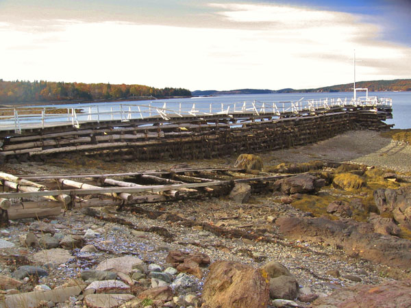 before photo of the dock at haidens’s lane, little deer isle maine