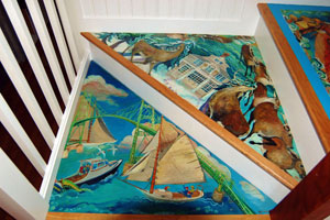 image of painted stairs in little deer isle house